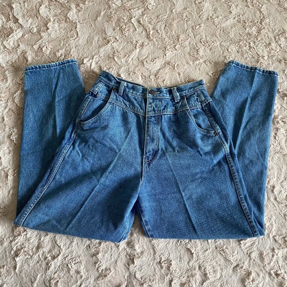 VTG BONJOUR Womens 12 Blue Mom Jeans Riveted Tag 80s Pants High Rise - Picture 2 of 14